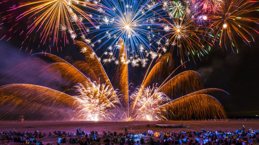 Fuochi d’artificio a Positano in barca